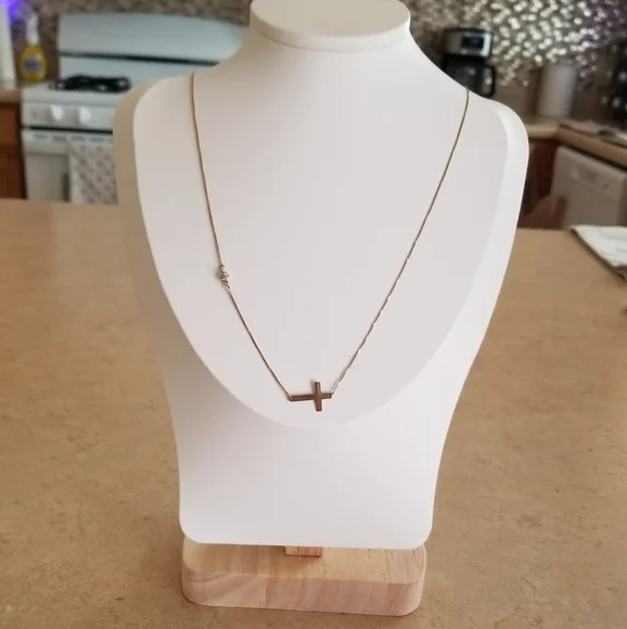 14K Gold & CZ Cross Necklace